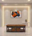 SOLID WOOD & IRON SLIDING 4 DOOR COFFEE TABLE