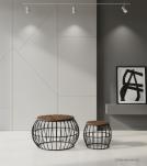 SET OF 2 SOLID WOOD & IRON TABLES