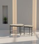 SET OF 2 SOLID WOOD & IRON TABLES