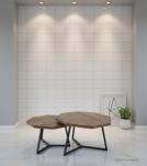SOLID WOOD & IRON PAIR OF SIDE TABLES