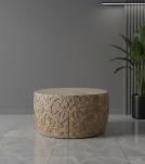 HAND CARVED SOLID WOOD ROUND COFFEE TABLE