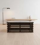 SOLID WOOD COFFEE TABLE W/ GLASS TOP