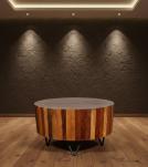 SOLID RECLAIMED TEAK WOOD & IRON ROUND COFFEE TABLE