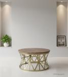 ROUND SOLID WOOD & IRON COFFEE TABLE