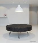 ROUND WOOD COFFEE TABLE W/ IRON LEGS