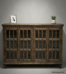 SOLID WOOD & RECTANGULAR GLASS SIDEBOARD