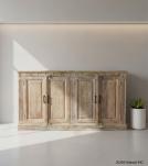 SOLID RECLAIMED TEAK WOOD SIDEBOARD CABINET 4 DOORS