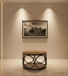 SOLID RECLAIMED TEAK WOOD & IRON ROUND COFFEE TABLE