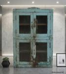 RECLAIMED TEAK WOOD & GLASS CABINET