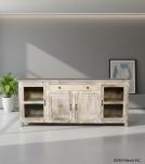 SOLID RECLAIMED TEAK WOOD & GLASS CABINET SIDEBOARD W/ 4 DOORS & 1 DRAWER