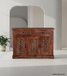 CARVED WOOD SIDEBOARD W/ 3 DOORS & DRAWERS