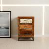 SOLID RECLAIMED TEAK WOOD END TABLE / NIGHTSTAND 3 DRAWERS
