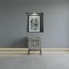 HAND CARVED SOLID WOOD & METAL SIDE TABLE