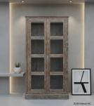 VINTAGE RECLAIMED TEAK & GLASS CABINET W/ SHELVES