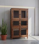 VINTAGE RECLAIMED TEAK & GLASS CABINET