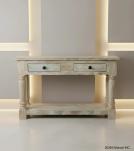 SOLID RECLAIMED TEAK WOOD CONSOLE WITH 2 DRAWERS & SHELF