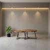 PAIR OF WOOD & IRON TABLES