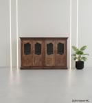 VINTAGE RECLAIMED TEAK & GLASS CABINET