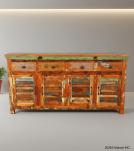 SOLID RECLAIMED TEAK WOOD SIDEBOARD SERVER CONSOLE W/ 4 DRAWERS & 4 DOORS