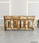 SOLID RECLAIMED TEAK WOOD 4 DOOR & 4 DRAWER SIDEBOARD