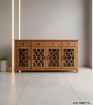 SOLID RECLAIMED TEAK WOOD & GLASS 4 DRAWER 4 DOOR SIDEBOARD MEDIA CABINET 