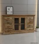 SOLID WOOD 8 DRAWERS 2 GLASS DOORS SIDEBOARD