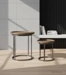 PAIR OF SOLID WOOD & IRON END TABLES