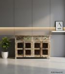 SOLID RECLAIMED TEAK WOOD SIDEBOARD W/ DECORATIVE IRON 4 DRAWERS & 4 DOORS