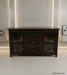 SOLID RECLAIMED TEAK & GLASS 2 DOOR, 3 DRAWER  CABINET CONSOLE SIDEBOARD