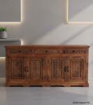 4 DOOR CARVED WOOD SIDEBOARD W/ DRAWERS