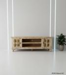 SOLID RECLAIMED TEAK W/ BRASS FITTED BUDDHA CASTINGS CABINET CONSOLE