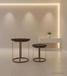 SET OF 2 STACKING SIDE TABLES WOOD & IRON