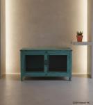 SOLID RECLAIMED TEAK & GLASS CABINET SIDEBOARD