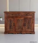 CARVED WOOD SIDEBOARD W/ 3 DOORS & DRAWERS