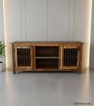 SOLID RECLAIMED TEAK WOOD MEDIA CABINET W/ 2 DOORS