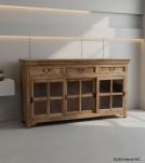 TRADITIONAL SOLID WOOD 3 DOOR SLIDERS WITH DRAWERS SIDEBOARD