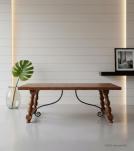 Solid Wood Coffee Table w Iron Base