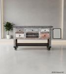 SOLID RECLAIMED TEAK WOOD, GLASS & IRON TROLLEY CABINET