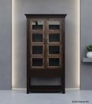 SOLID RECLAIMED TEAK WOOD & GLASS CABINET HUTCH DISPLAY