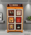 SOLID WOOD HAND PAINTED ADVERTISING 2 DOOR STORAGE CABINET