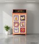 SOLID WOOD HAND PAINTED ADVERTISING 2 DOOR STORAGE CABINET