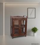 VINTAGE RECLAIMED TEAK & GLASS CABINET