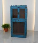 VINTAGE RECLAIMED TEAK & GLASS CABINET W/ SHELVES