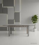 EXTENDABLE SOLID WOOD DINING TABLE W/ SELF-STORING EXTENSIONS
