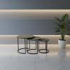 3 NESTING SOLID WOOD & IRON TABLES