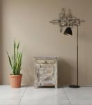 SOLID RECLAIMED TEAK WOOD W/ CARVED FISH END TABLE / NIGHTSTAND