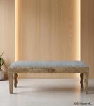 SOLID WOOD & CLOTH UPHOLSTERED BENCH