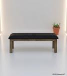 SOLID WOOD & LEATHER BENCH