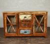 SOLID RECLAIMED TEAK WOOD & GLASS SIDEBOARD