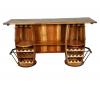 SOLID RECLAIMED TEAK WOOD & IRON DOUBLE BARREL BAR 